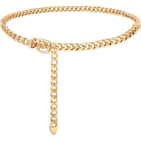 Womens Waist Chain Belt Adjustable Gold - Picture 1 of 6